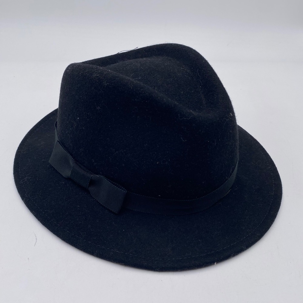 Geo W Bollman & Co Doeskin Felt Fedora Hat Mens 7 Black 100% Wool Made in USA